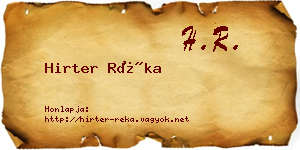 Hirter Réka névjegykártya